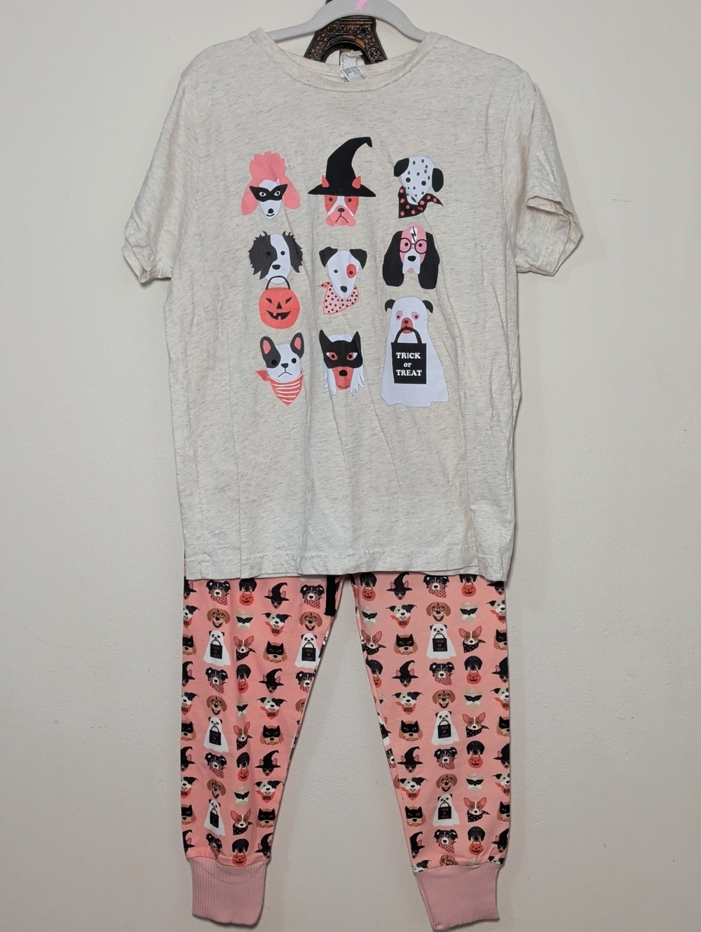 Nora Madison Halloween Dogs Pajamas with Matching T-shirt Cotton Girls Size 8-9